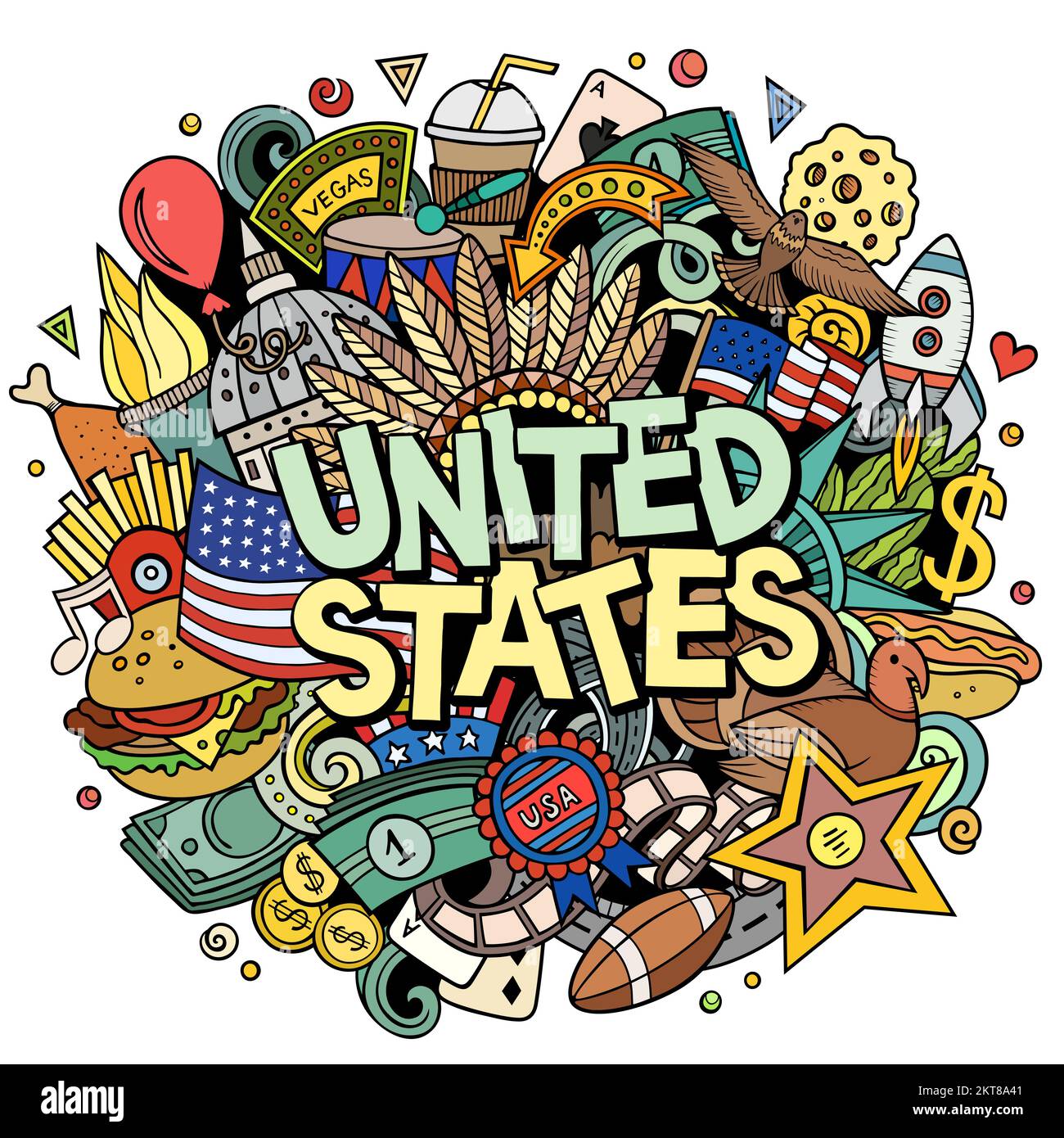 United States hand drawn cartoon doodle illustration Stock Vector Image ...