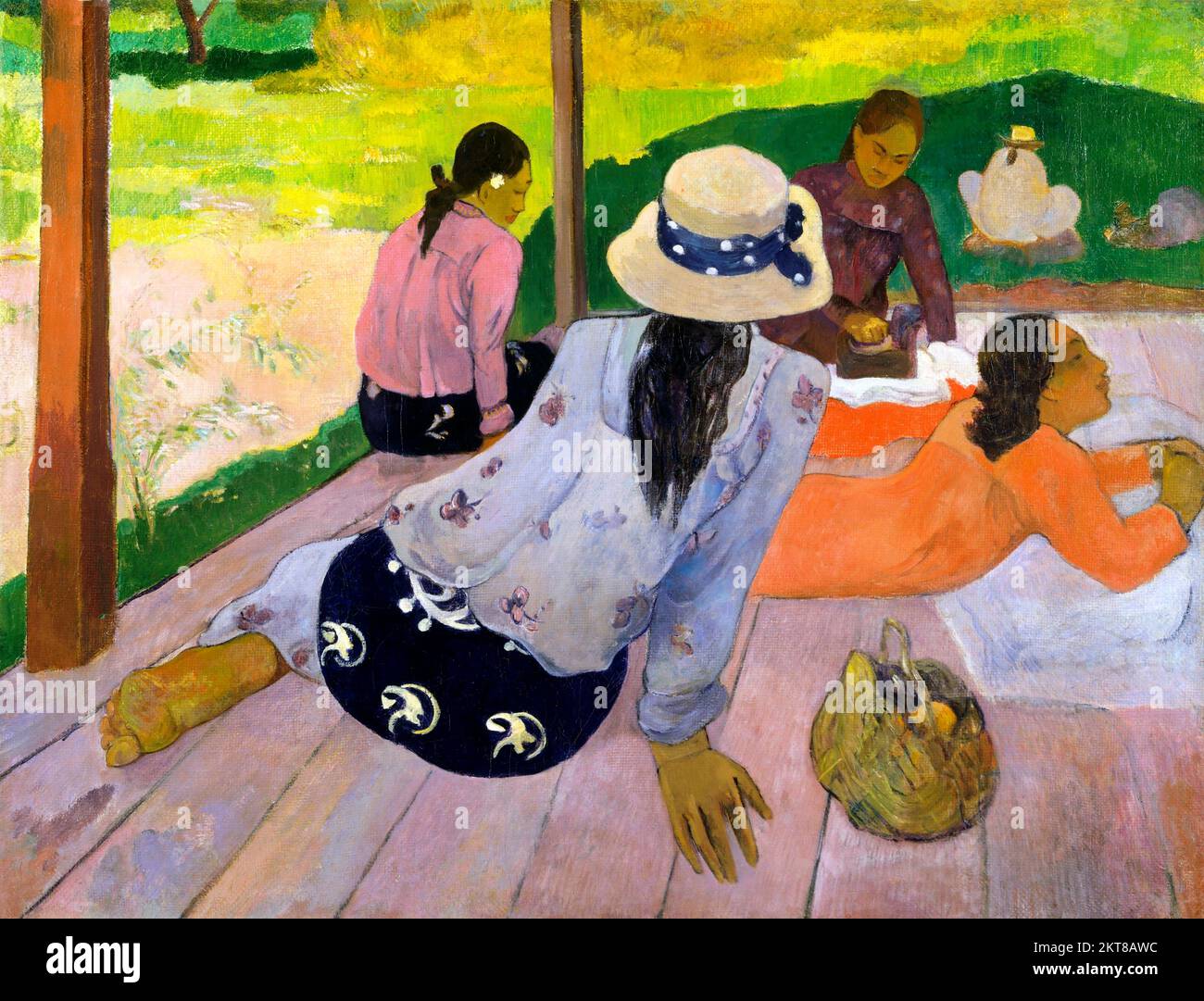 The Siesta by Paul Gauguin (1848-1903), oil on canvas, c. 1892-4 Stock Photo