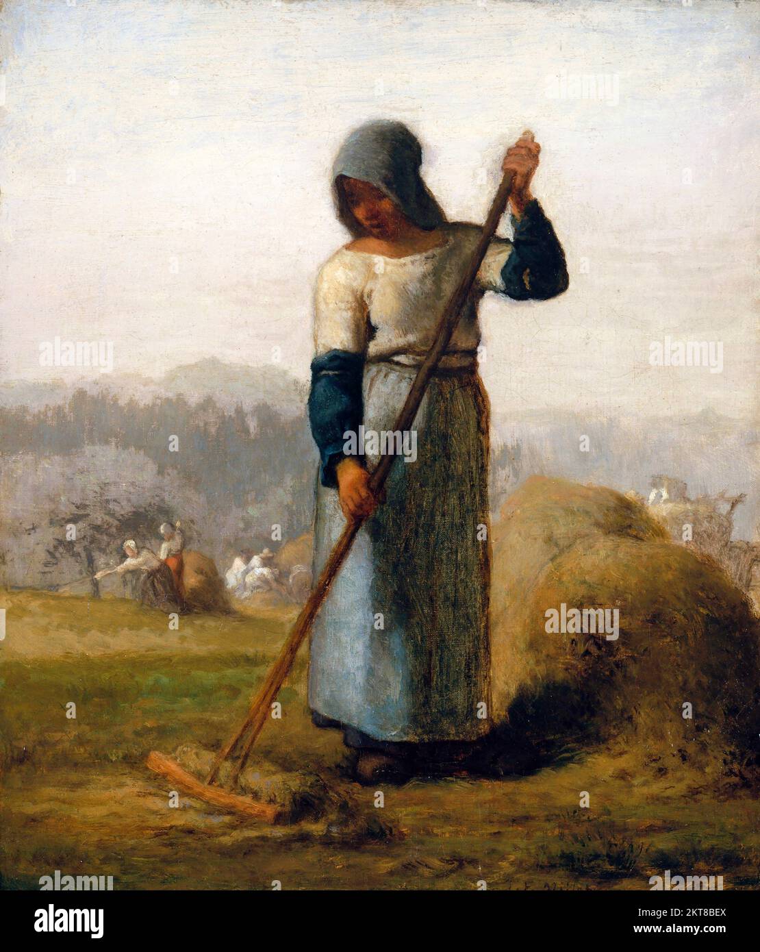 Woman with a Rake by Jean-Francois Millet (1814-1875), oil on canvas, c. 1856/7 Stock Photo