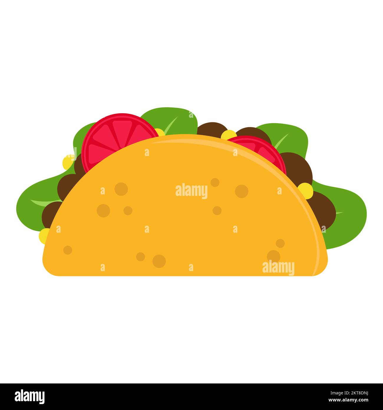 Tacos with meat and vegetable. Traditional mexican fast-food. Taco Mexico food. Isolated white background. Stock Vector