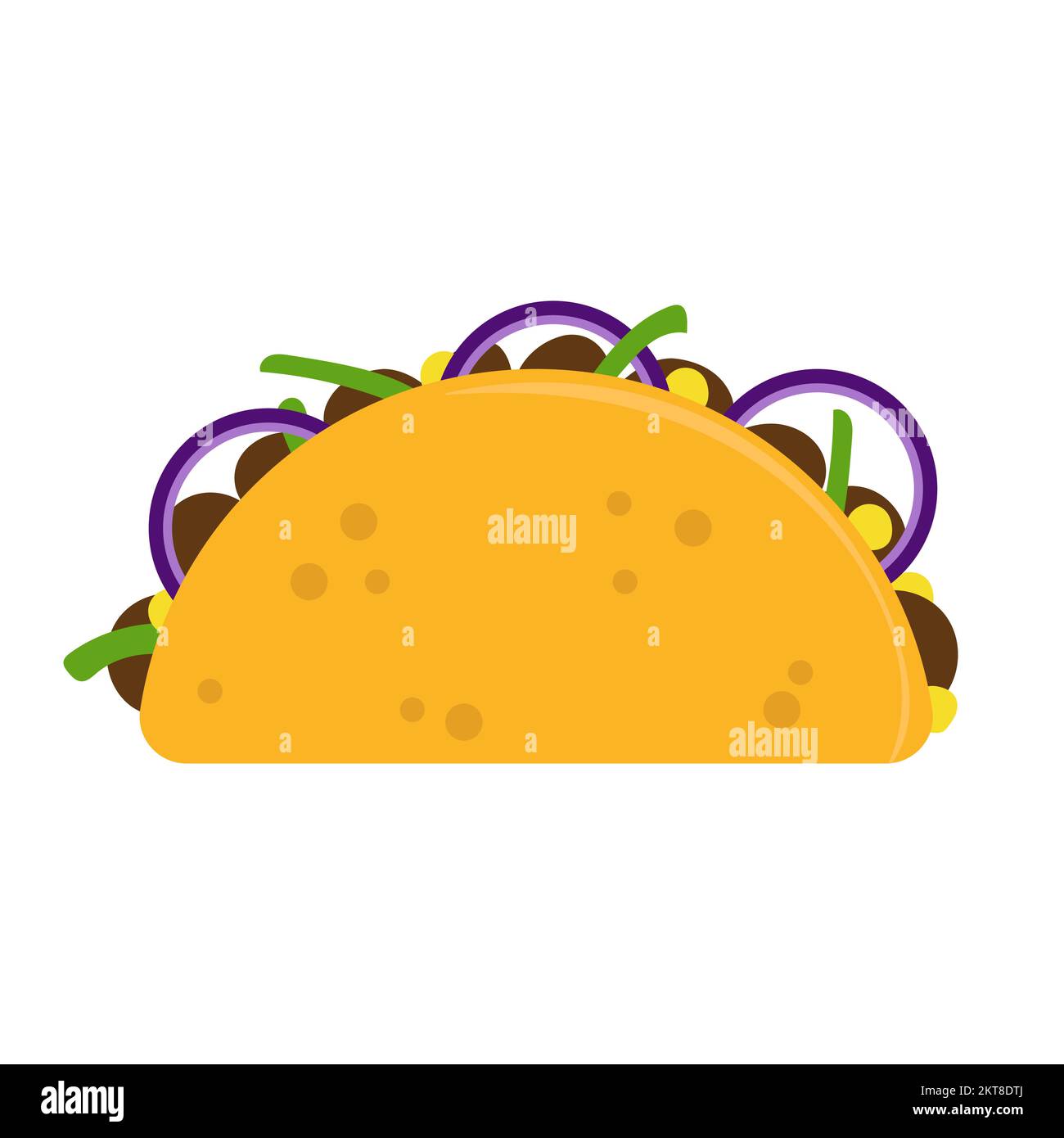 Tacos with meat and vegetable. Traditional mexican fast-food. Taco Mexico food. Isolated white background. Stock Vector