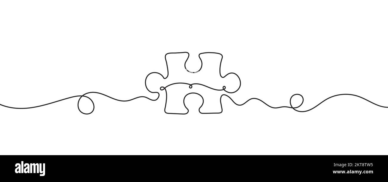 Continuous one line puzzle drawing. One line puzzle. Vector