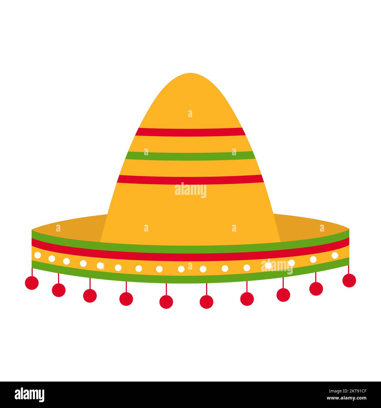 Mexican sombrero hat vector Illustration on a white background. Traditional Mexican hat. Stock Vector