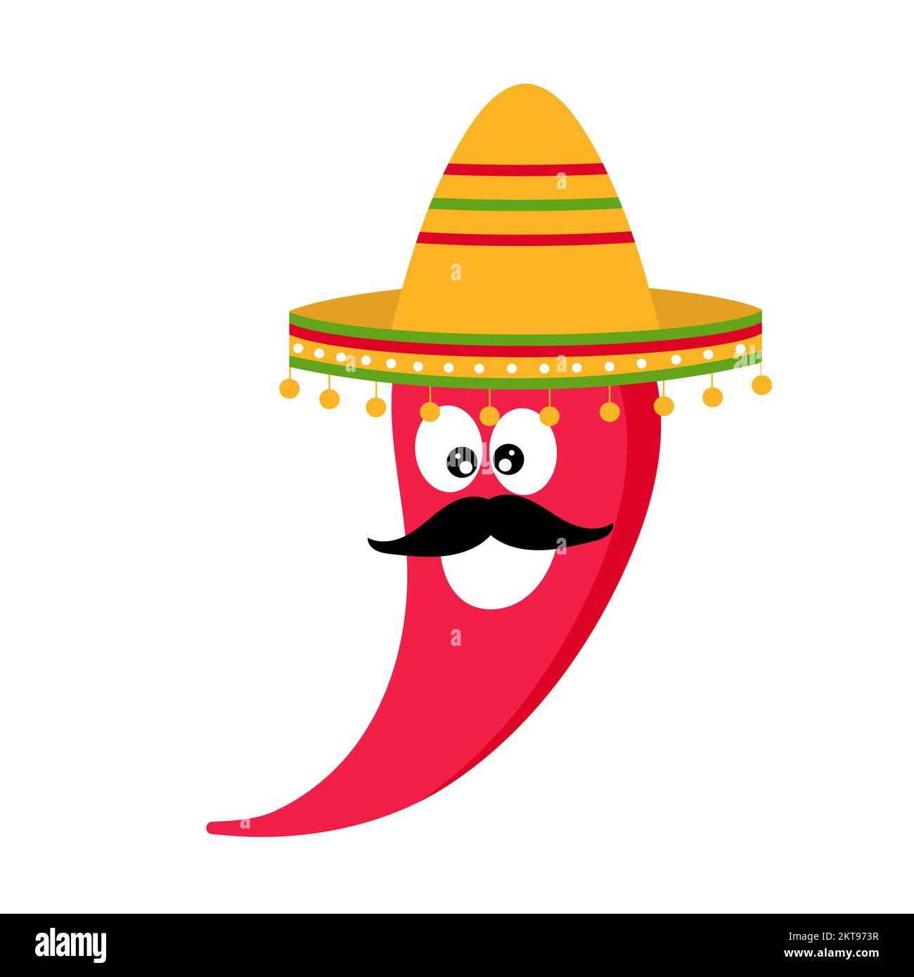 Vector illustration for Cinco de Mayo with chili pepper. Chili pepper in sombrero. Stock Vector