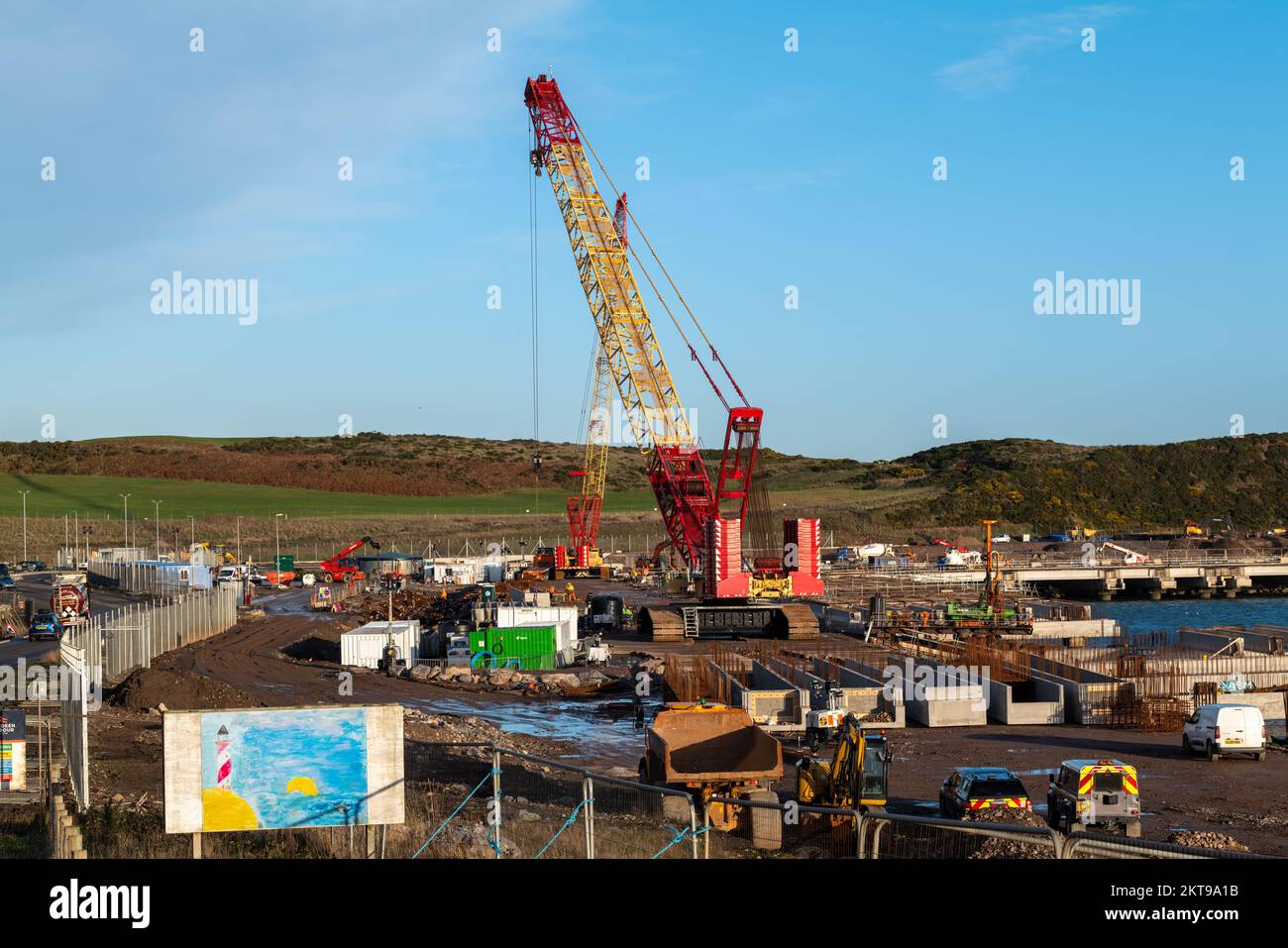 25 November 2022. Aberdeen, Scotland. This is the construction site of the new part of the Aberdeen Harbour. It is is the largest marine infrastructur Stock Photo