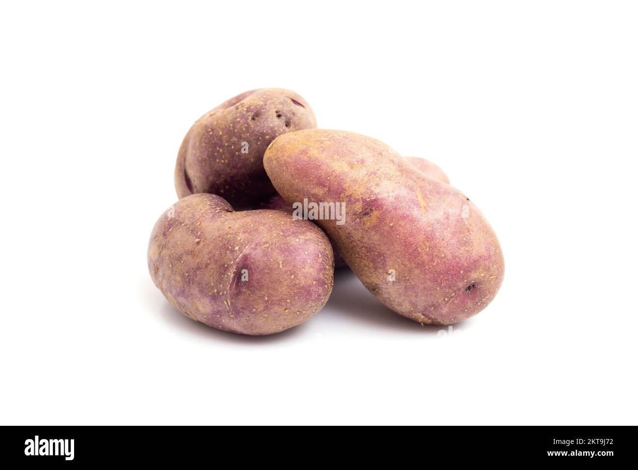 Group of potatoes isolated on white background close up. Raw potato