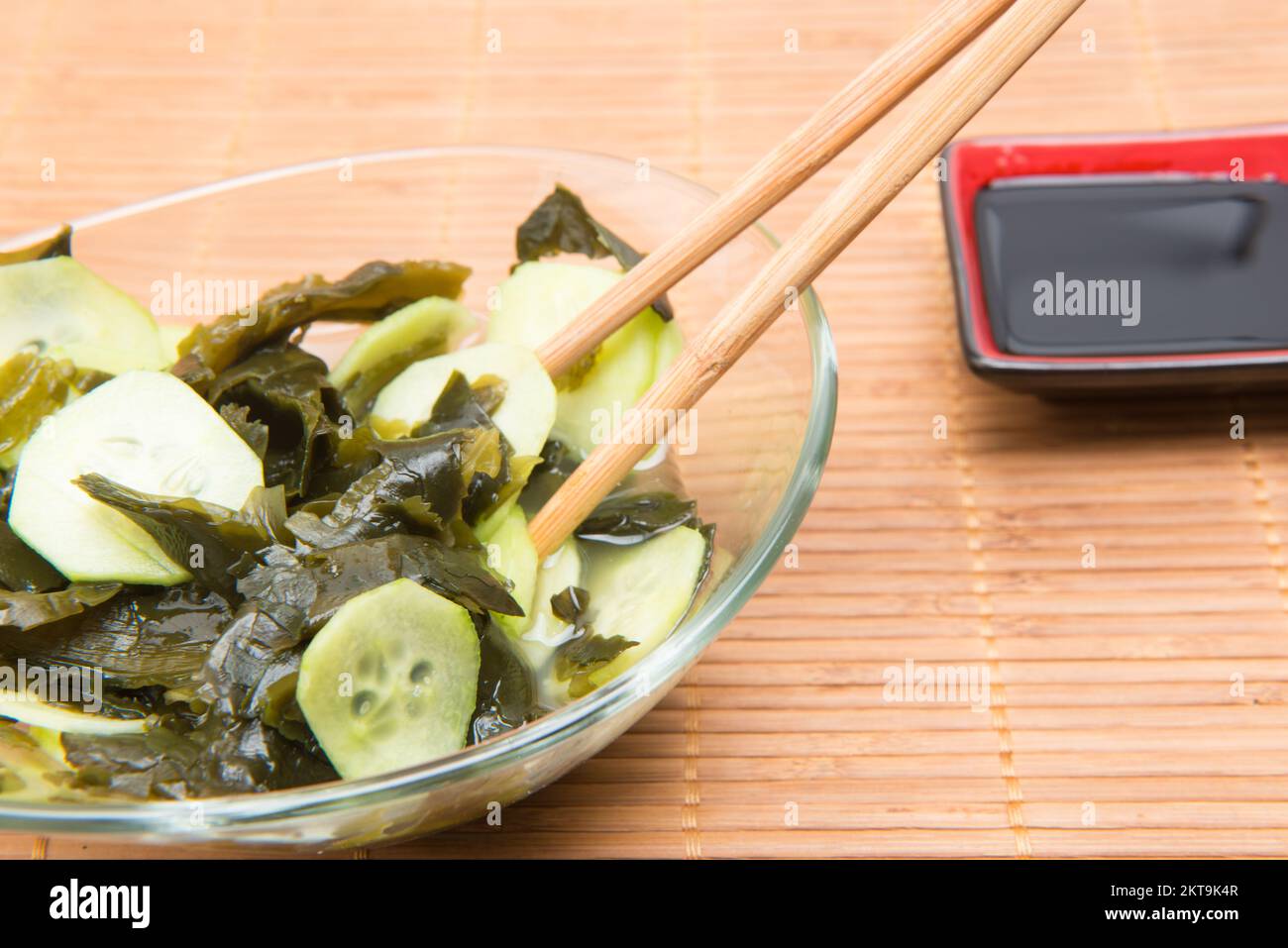 seaweed salad with cucumber and soy sauce Stock Photo Alamy