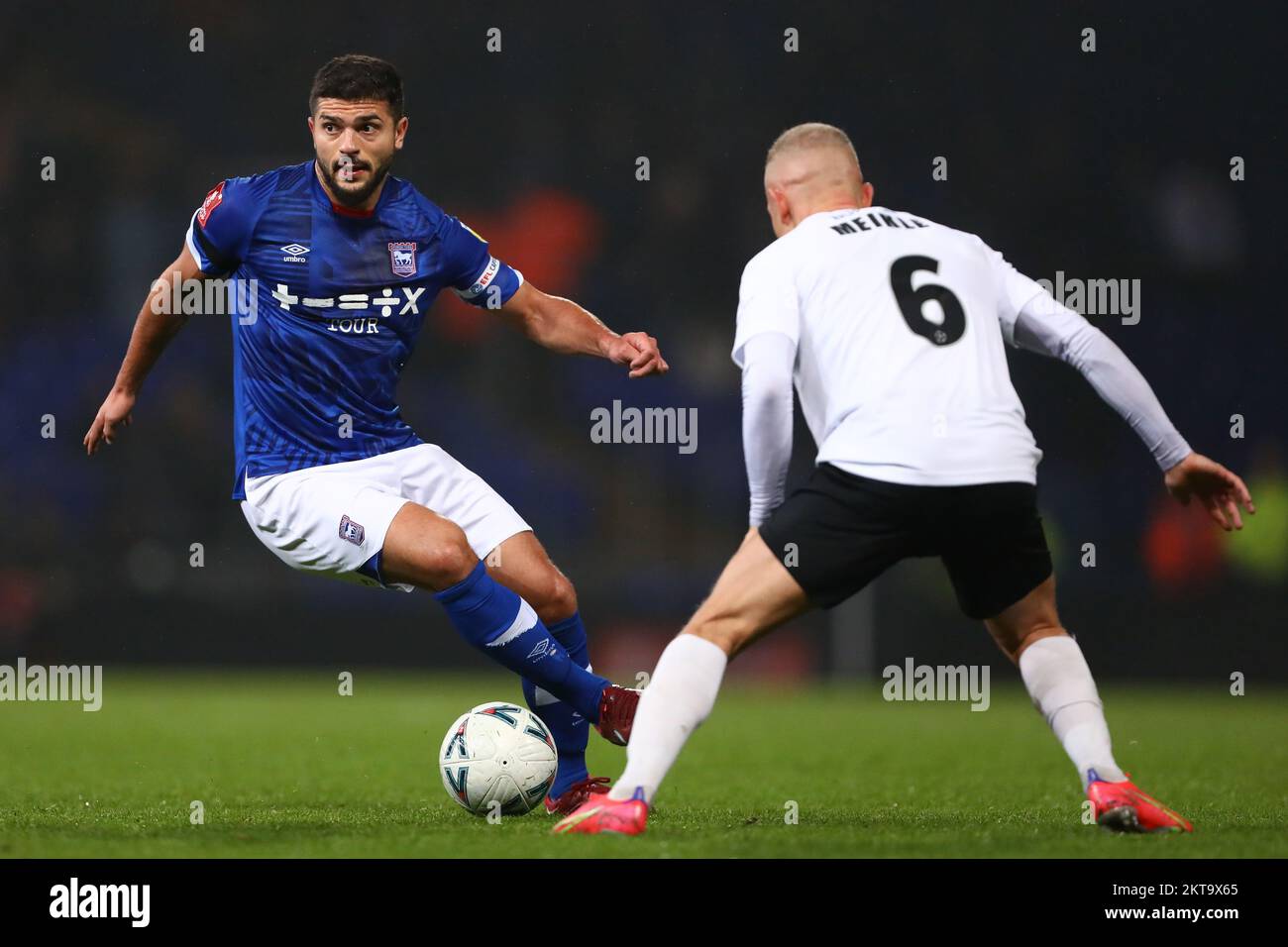 Sam Morsy of Ipswich Town and Lindon Meikle of Buxton - Ipswich Town v Buxton, The Emirates FA Cup second round, Portman Road, Ipswich, UK - 27th November 2022  Editorial Use Only - DataCo restrictions apply Stock Photo