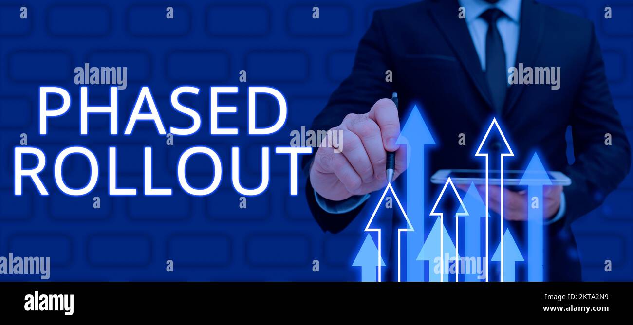 Text caption presenting Phased Rollout, Concept meaning the practice of