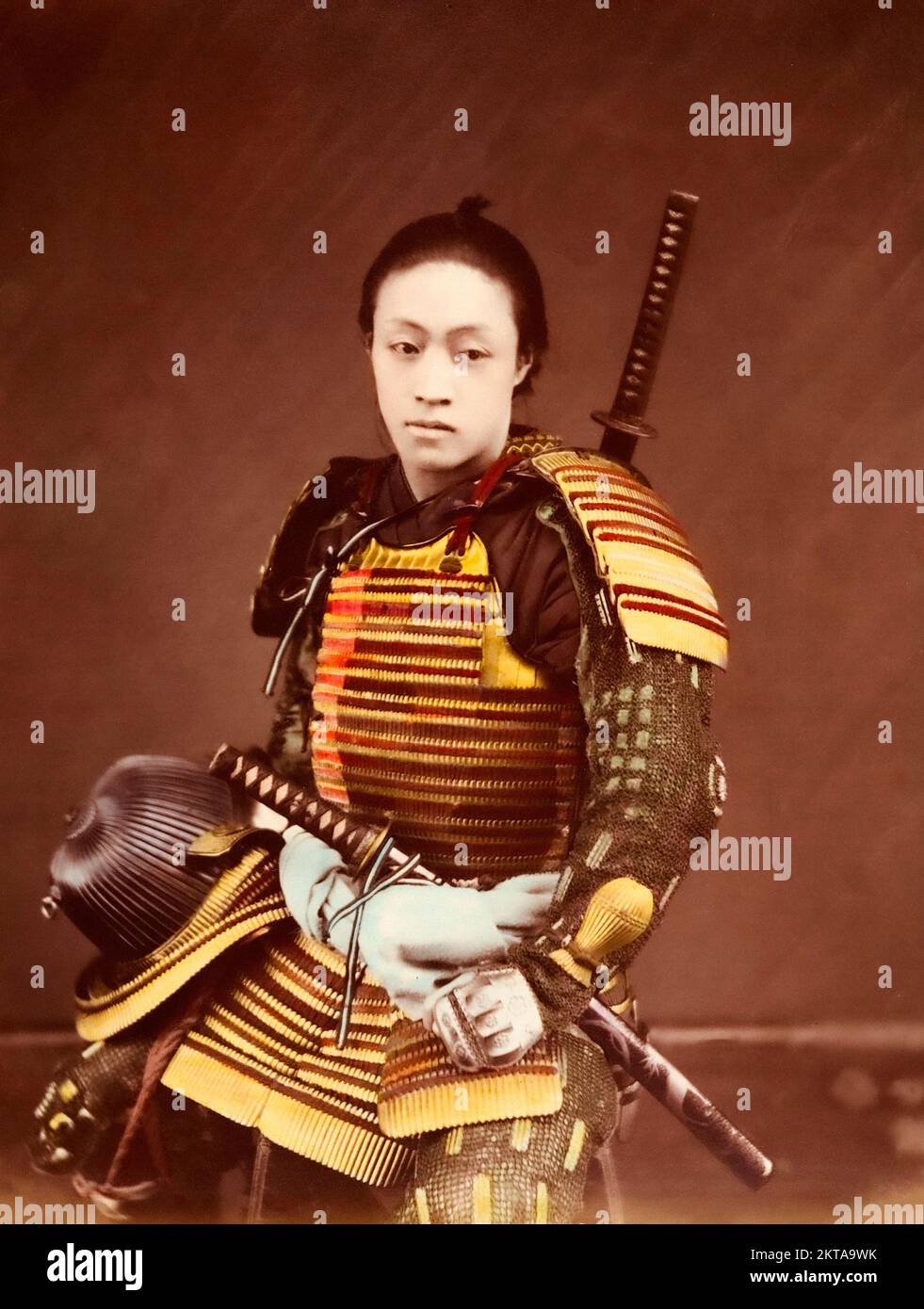 Actor in Samurai Armor 1870s  by Suzuki Shin'ichi Stock Photo