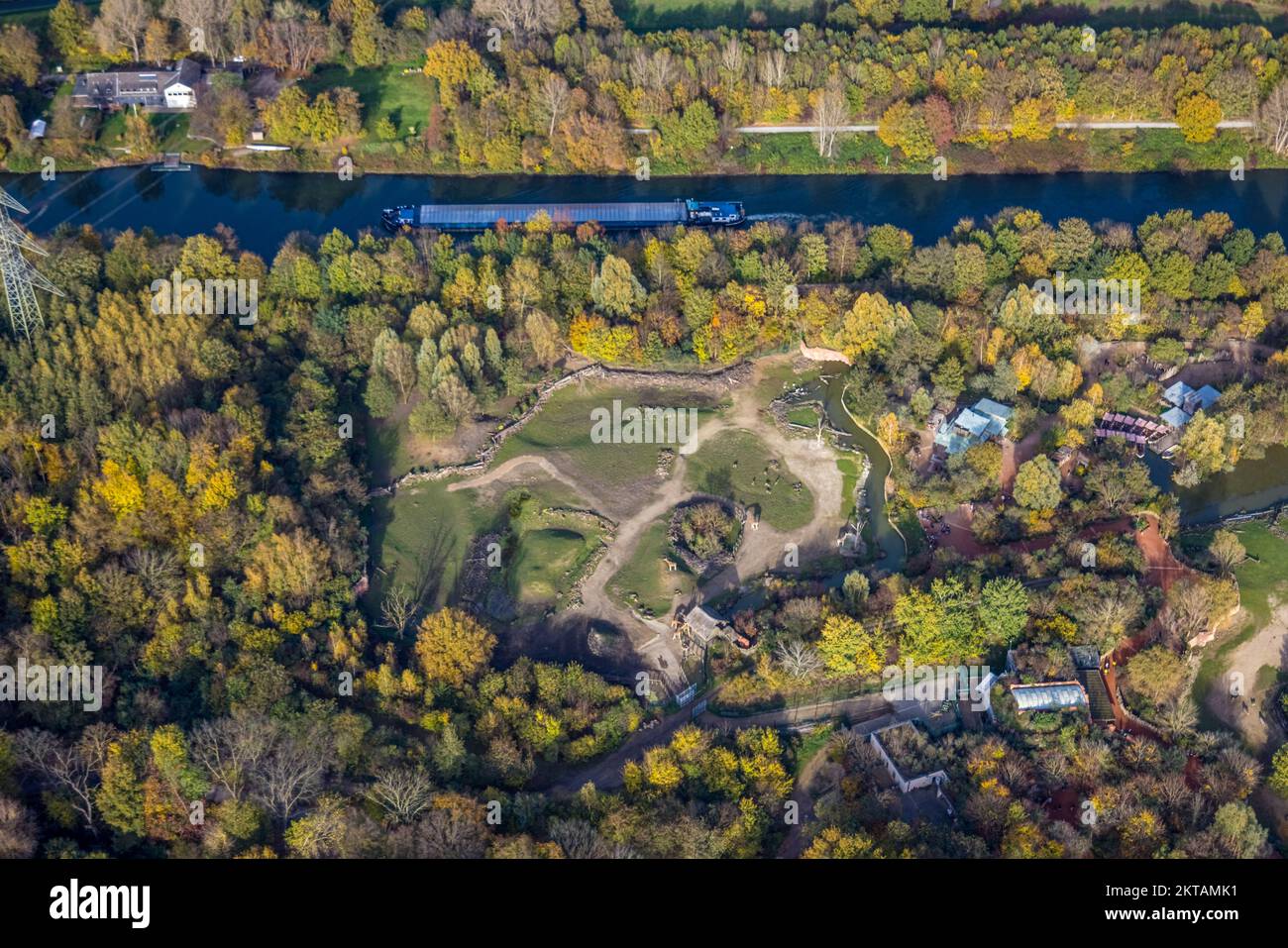 Aerial view, ZOOM Erlebniswelt Zoo, Bismarck, Gelsenkirchen, Ruhr area