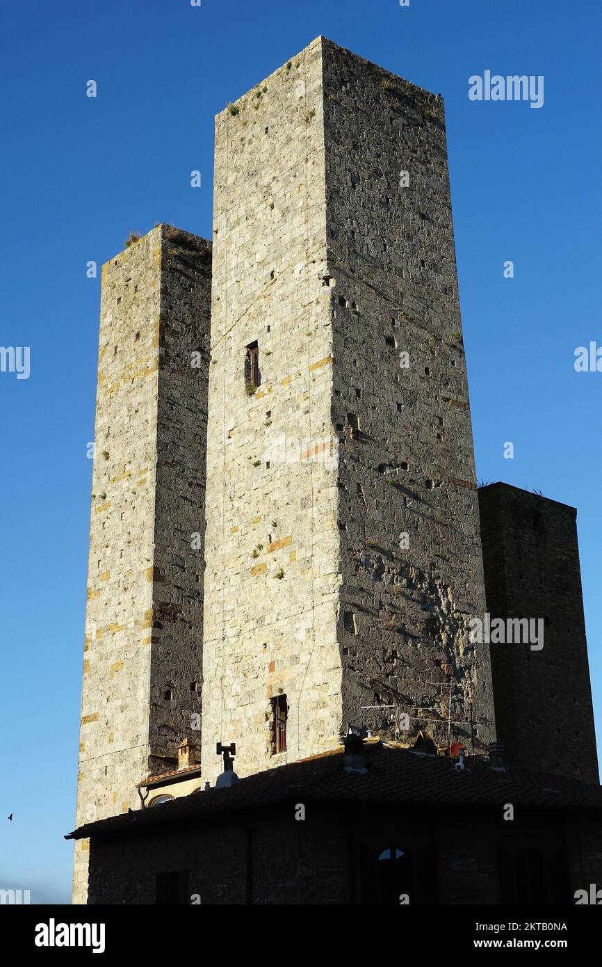 Torri dei Salvucci, towers, San Gimignano, Tuscany, Toscana, Italy, Europe, UNESCO World Heritage Site Stock Photo