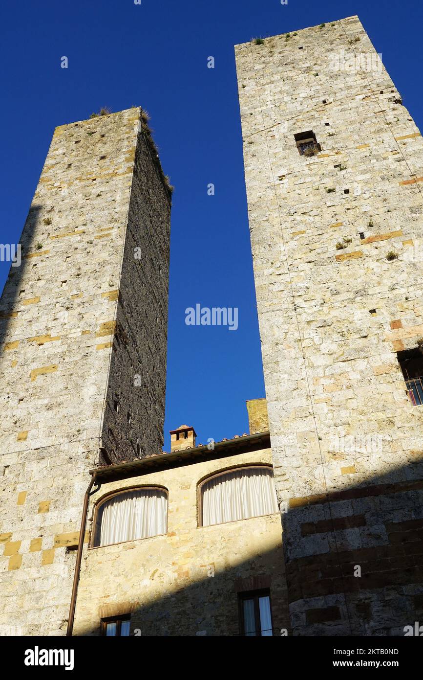 Torri dei Salvucci, towers, San Gimignano, Tuscany, Toscana, Italy, Europe, UNESCO World Heritage Site Stock Photo