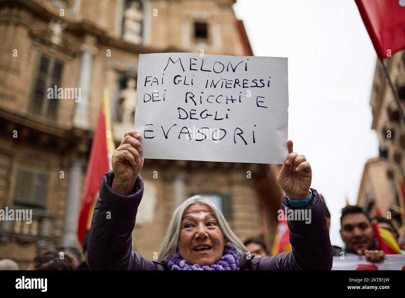 Palermo, Sicily, Italy. 29th Nov, 2022. Hundreds of people demonstrated
