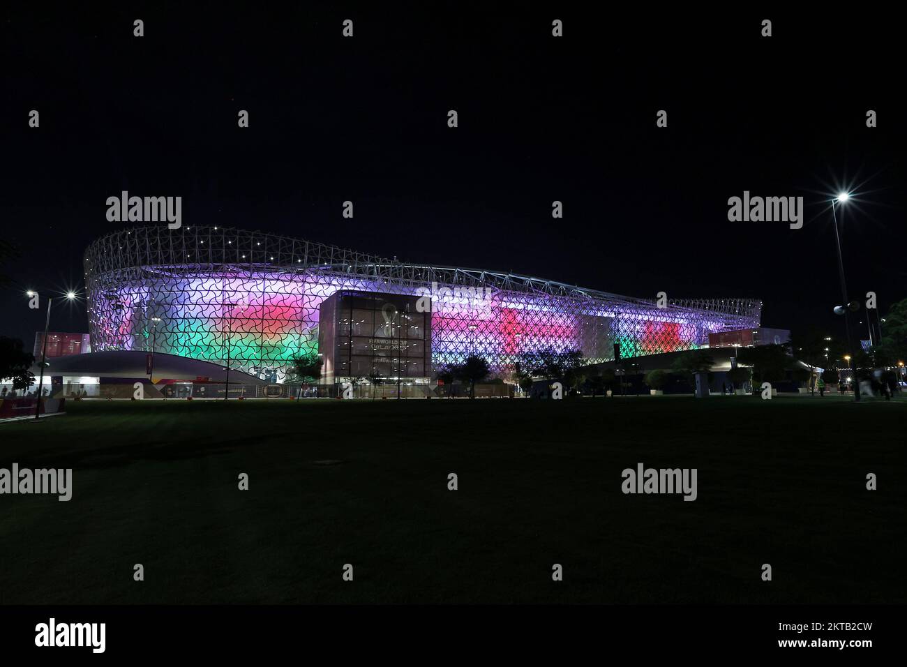 29th November 2022; Ahmed bin Ali Stadium, Al Rayyan, Qatar; FIFA World Cup Football, Wales versus England; View of the exterior of Estádio Ahmad bin Ali Stock Photo