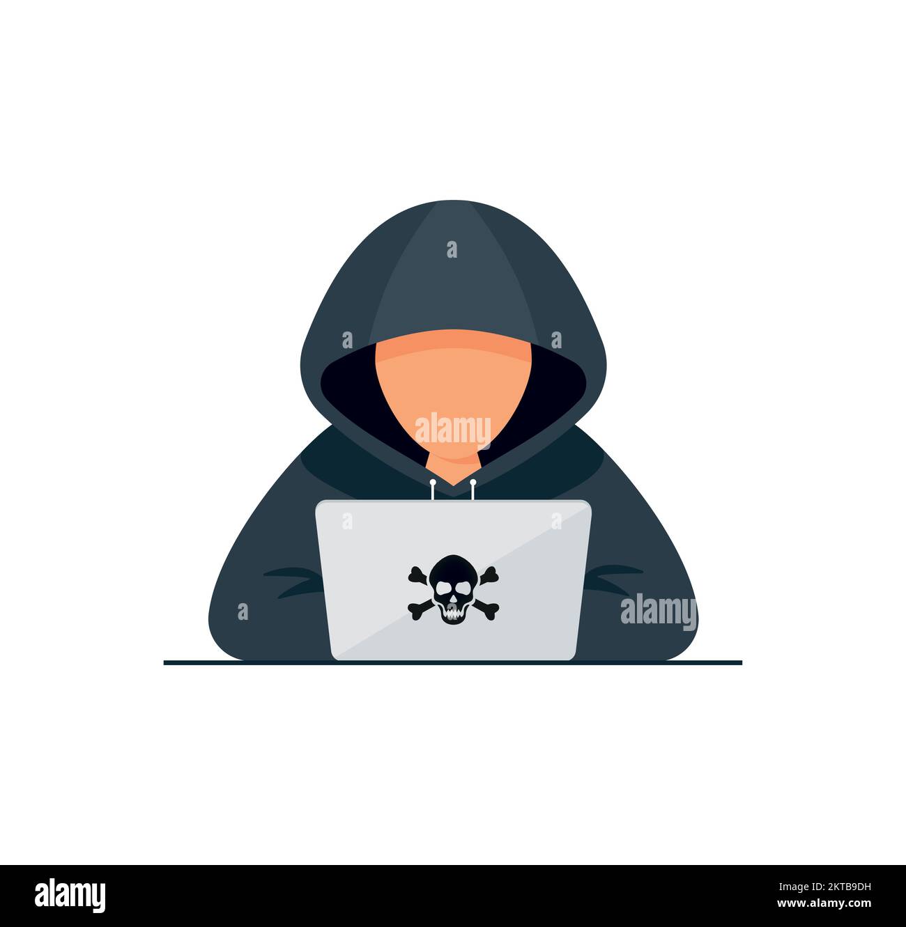 Hacker vector concept: Unknown man stealing data from the email while using laptop eps 10 Stock Vector