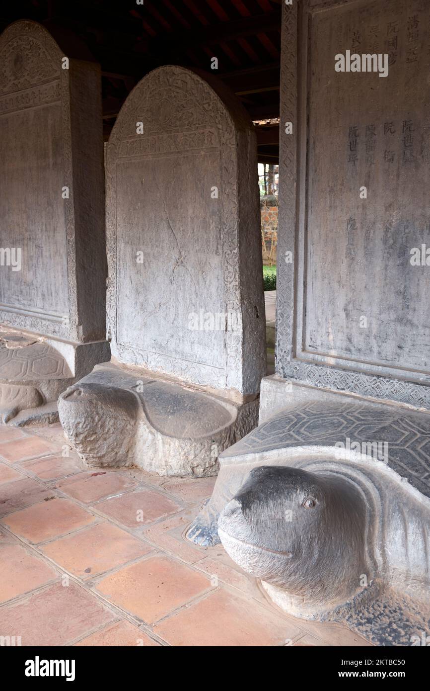 Standing Stone Stele in the Temple of Literature Quoc Tu Giam Hanoi Vietnam Stock Photo