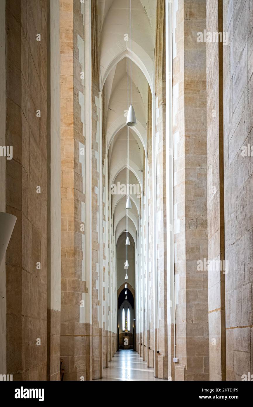 Columns in the North Aisle inside Guildford Cathedral, Surrey, England, UK Stock Photo
