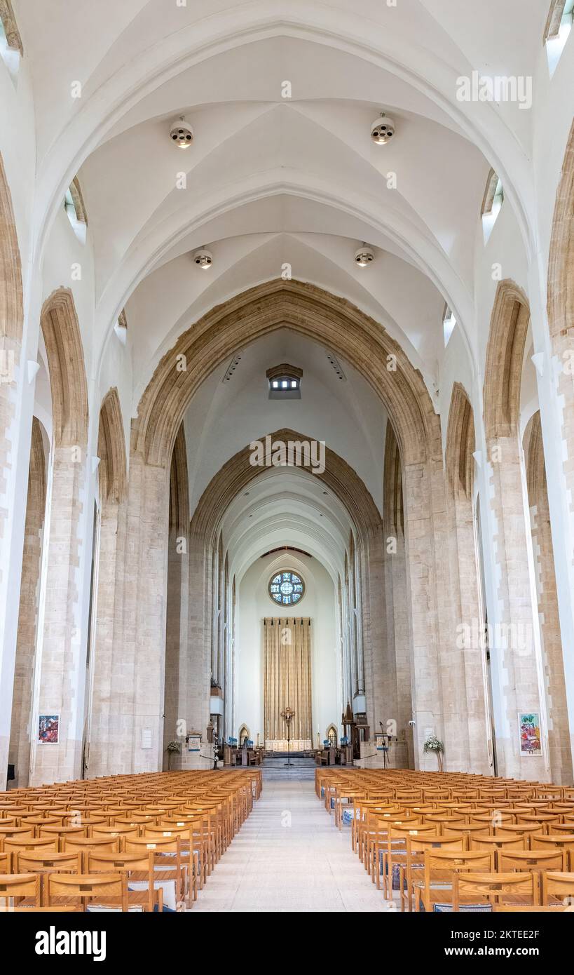 The nave of Guildford Cathedral, Surrey, England, UK. View to the high altar. Stock Photo