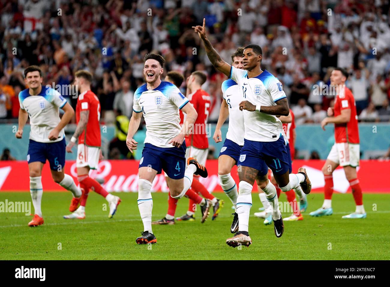 Declan Rice Rashford England's Marcus Rashford celebrates scoring the opening goal of the ...