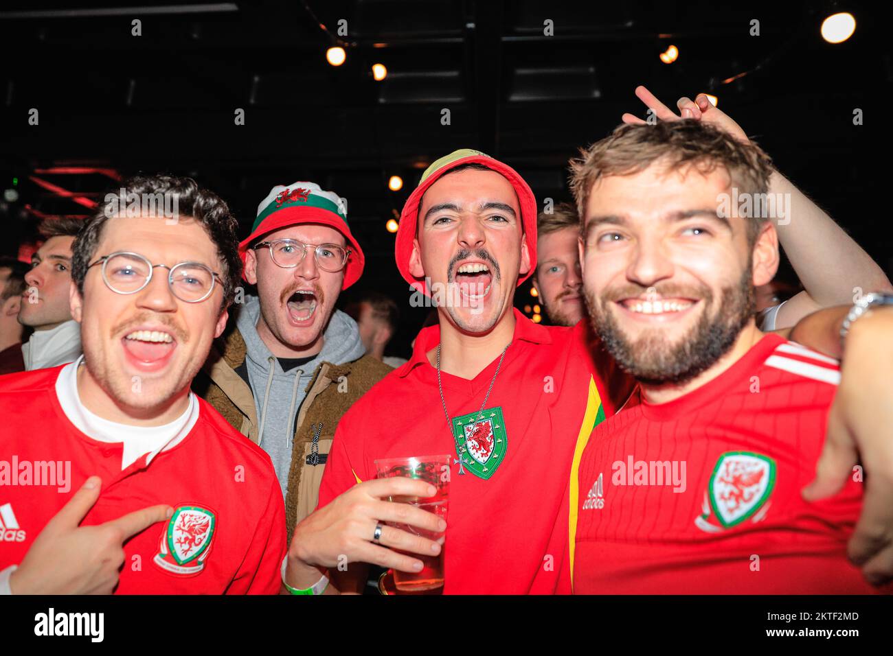 London, UK. 29th Nov, 2022. England and Wales fans watch the England vs