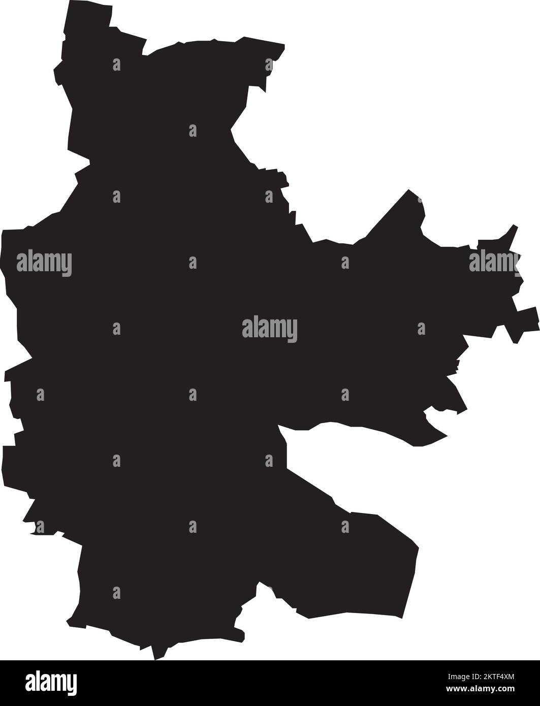 Black Flat Blank Vector Map Of The German Town Of COTTBUS, GERMANY