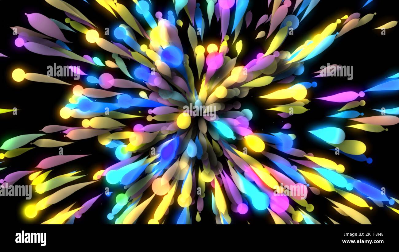 Stream of colorful 3d lines and balls. Motion. Beautiful stream of ...