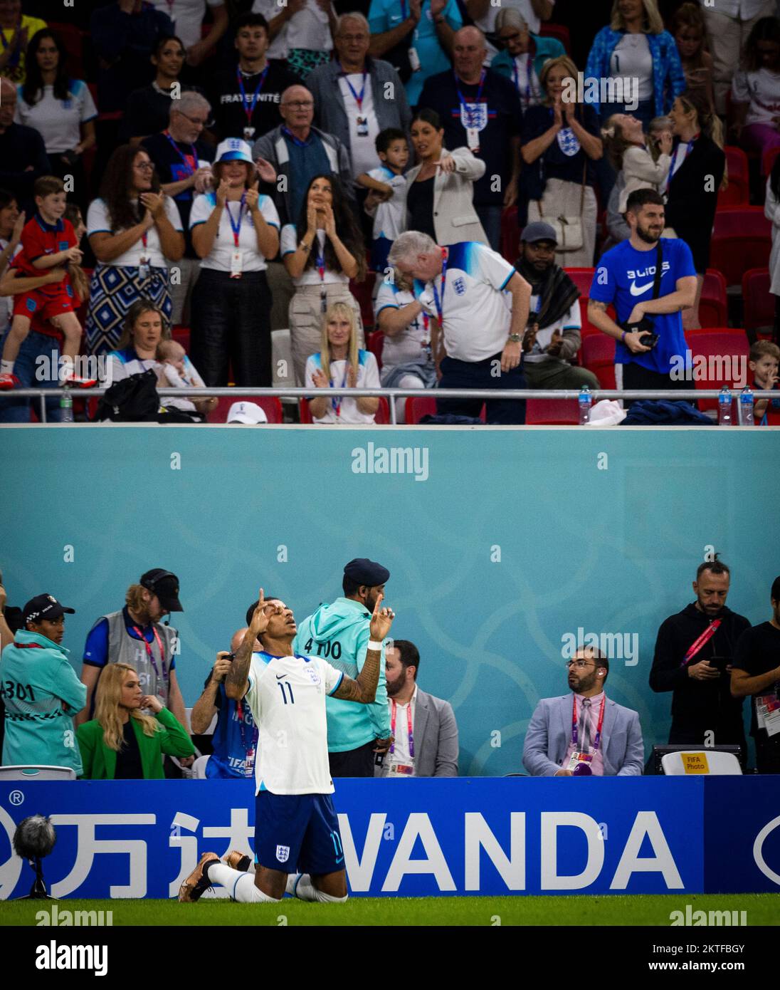 Doha, Qatar. 29th Nov, 2022.  Goal celebration: Marcus Rashford (England) Wales - England   Deutschland - Spanien World Cup 2022 in Qatar 28.11.2022 Credit: Moritz Muller/Alamy Live News Stock Photo