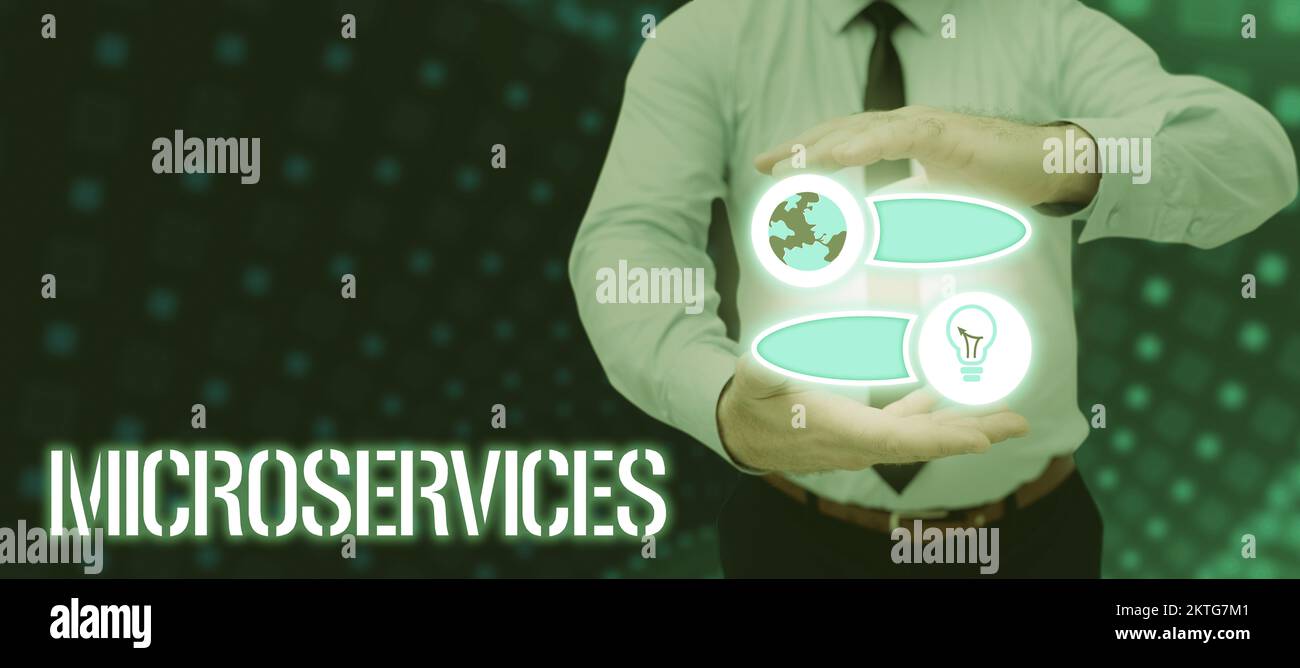 Conceptual caption Microservices, Business showcase Software ...