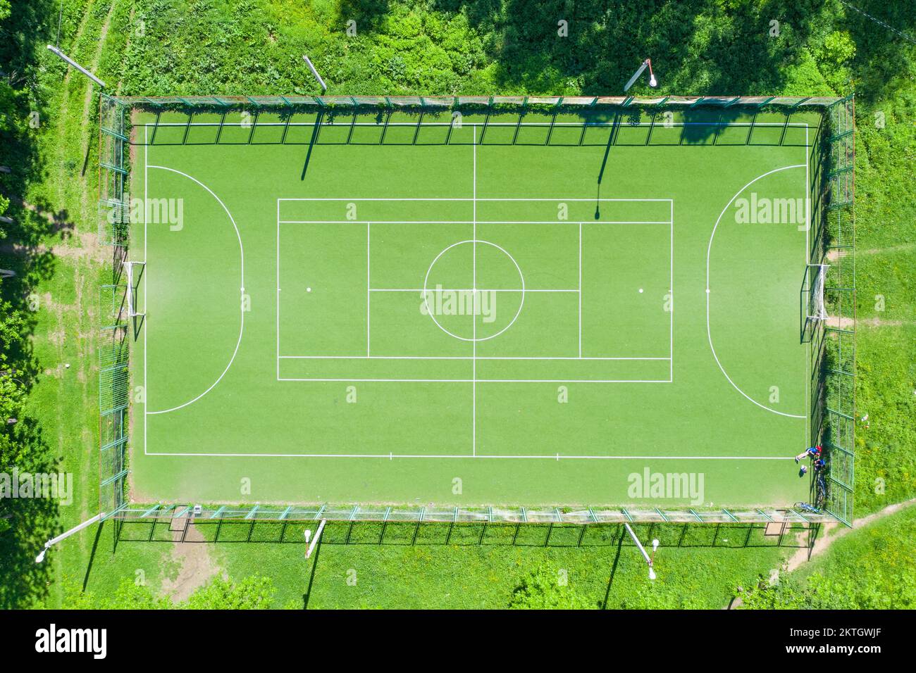 Aerial view from drone of football field Stock Photo Alamy