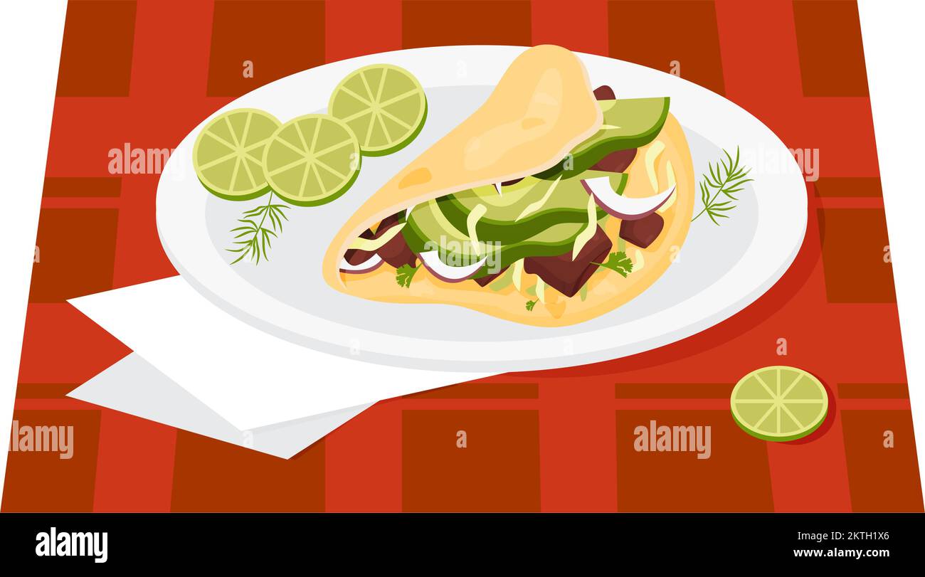 Mexican Tacos. Traditional popular Mexican dish is beef tacos, wrapped