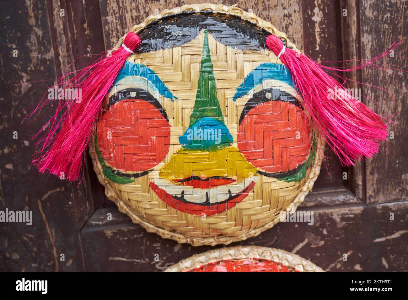 Hand Painted Traditional Basketware Face Bowls Hanoi Vietnam Stock Photo