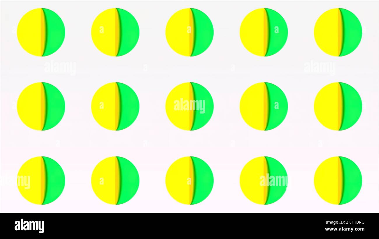 Bright animation. Motion.Multicolored small balls changing color and