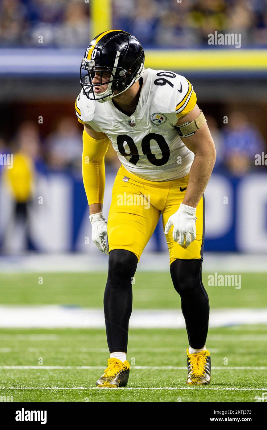 Pittsburgh Steelers linebacker T.J. Watt (90) celebrates after a tackle  during an NFL football game, Sunday, Nov. 13, 2022, in Pittsburgh, PA. (AP  Photo/Matt Durisko Stock Photo - Alamy