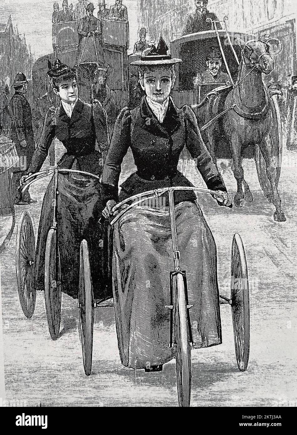 TRICYCLES became very popular for women in the 1890s. Stock Photo