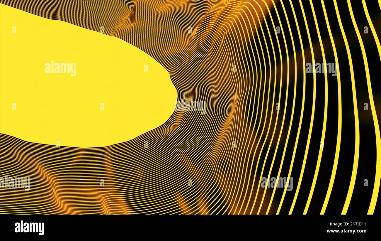 Vibrations on fabric surface from line. Design. Abstract animation with moving wavy vibrations