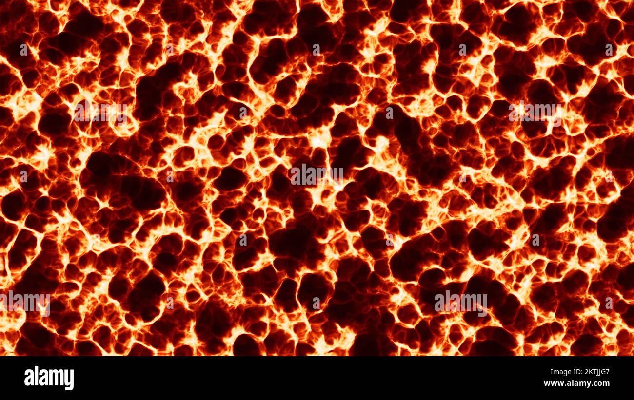 Background with moving mass of lava. Motion. 3D molecules in hot