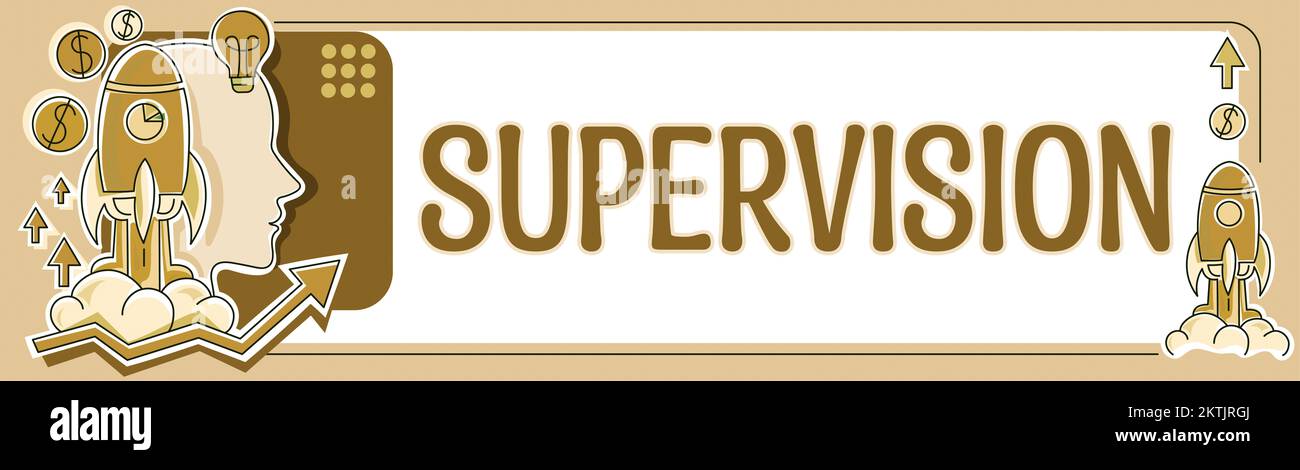 Operations Supervisor Sign Text sign showing Supervision, Business concept monitoring and ...
