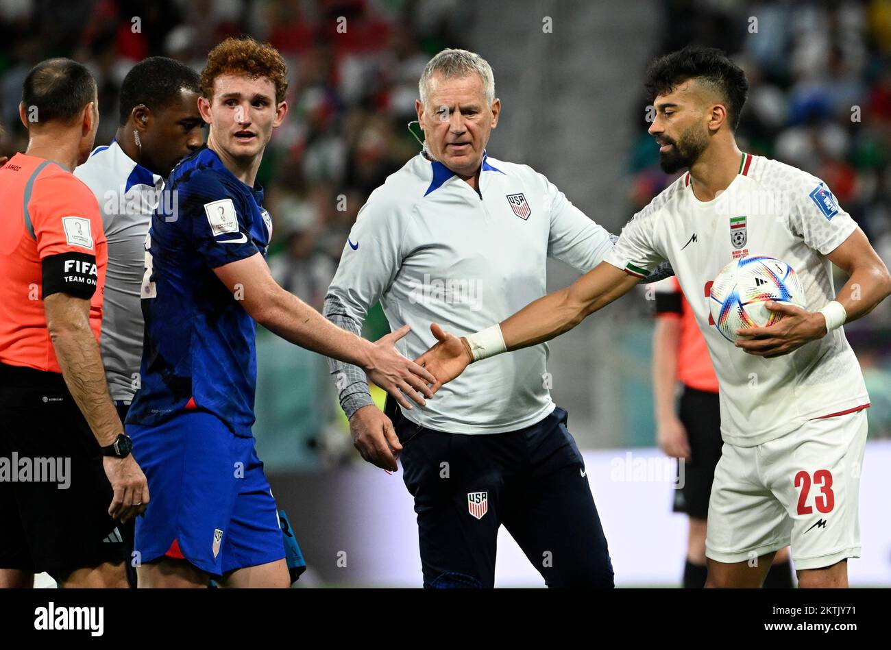 Doha, Qatar. 29th Nov, 2022. Josh Sargent (3rd L) of the United States ...