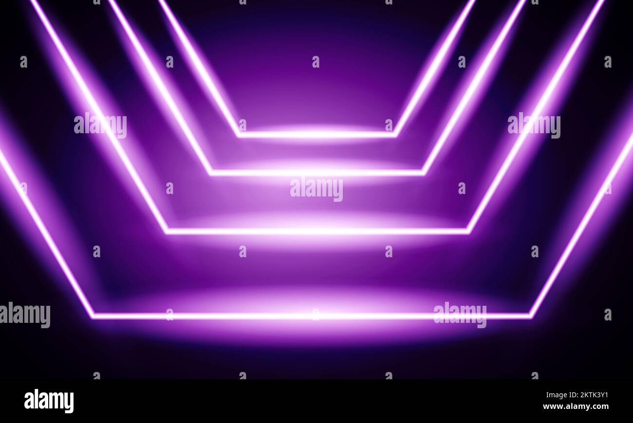 abstract line neon effect. digital technology tunnel, Futuristic technology abstract background. 3D rendering Stock Vector