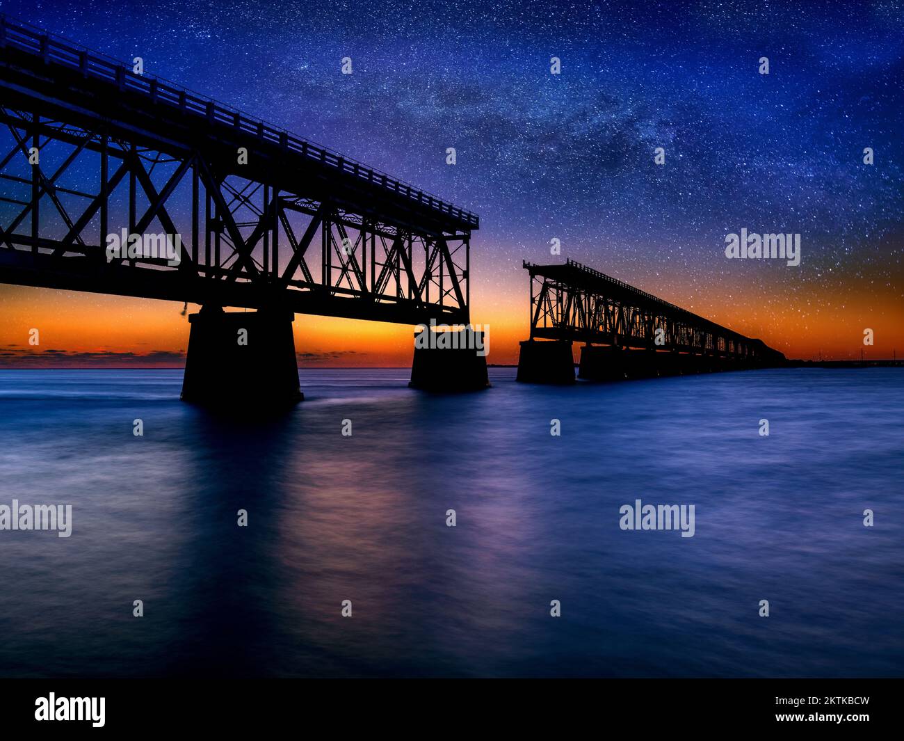 Historic Bridge, stars at night Bahia Honda State Park,Big Pine Key