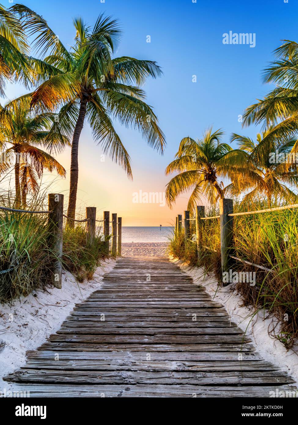 Smathers Beach sunrise,Foot Path, Key West , Florida USA Stock Photo