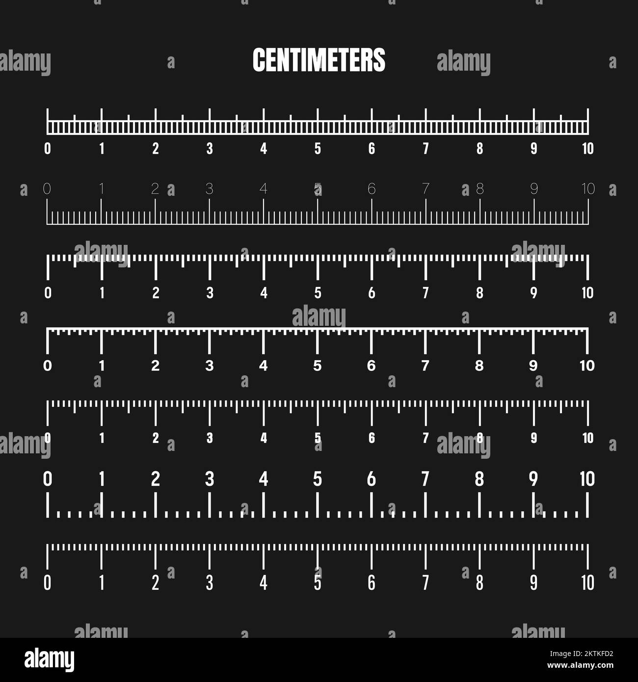 Realistic white centimeter scale for measuring length or height