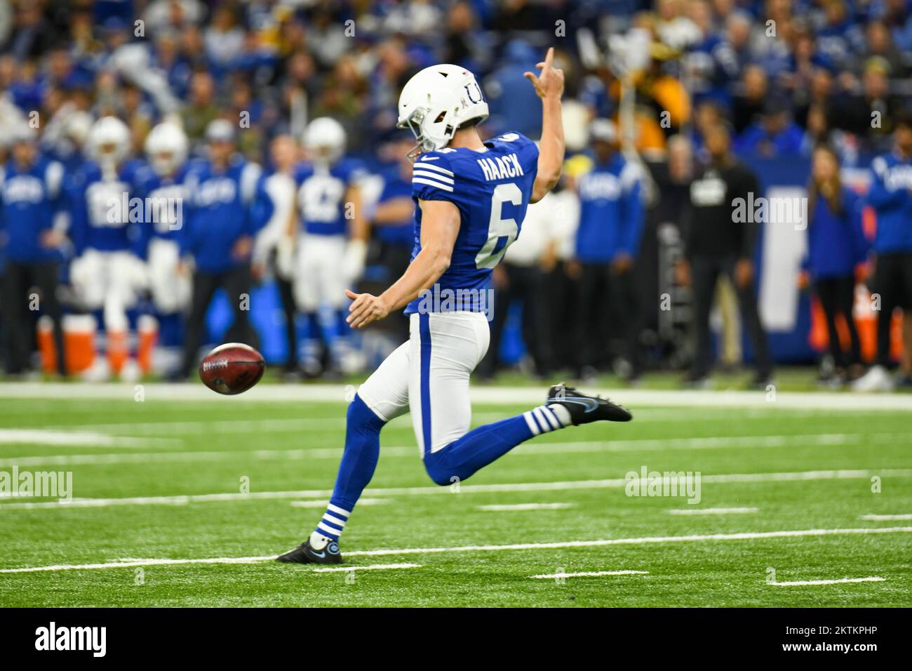 Indianapolis, Indiana, USA. 28th Nov, 2022. Indianapolis Colts kicker Chase  McLaughlin (7) kicks field goal during NFL game in Indianapolis, Indiana.  John Mersits/CSM/Alamy Live News Stock Photo - Alamy