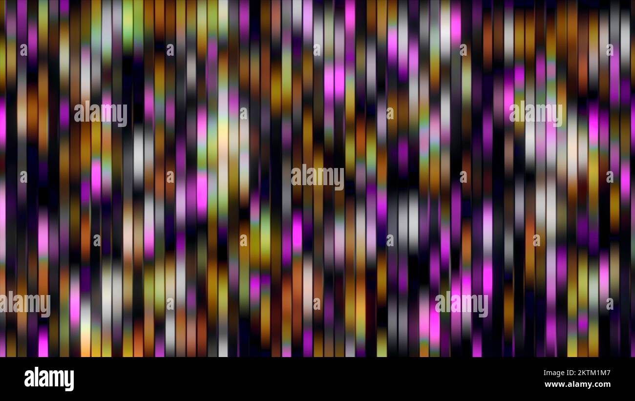 Blurred stripes shimmering pattern. Motion. Colored segments flowing on a black background Stock Photo