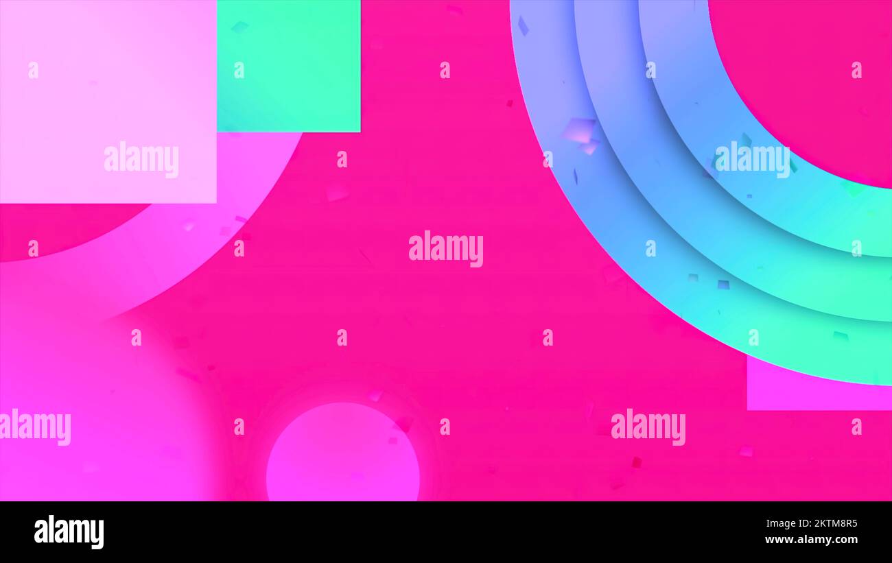 Abstract geometric pattern of blue and pink colors and geometric figures. Motion. Science for children concept Stock Photo