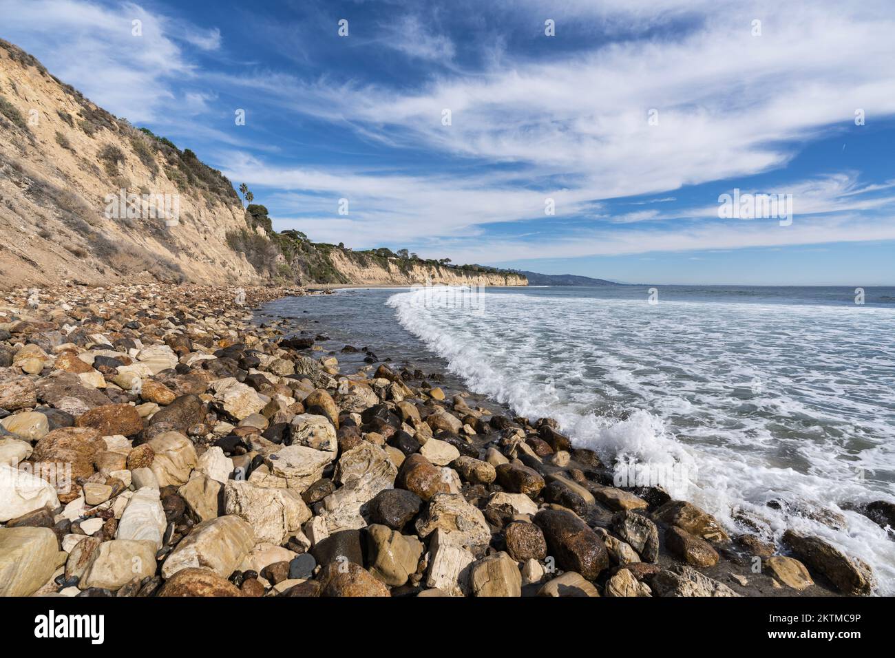 Remote Dume Cove beach in Malibu, California. Stock Photo