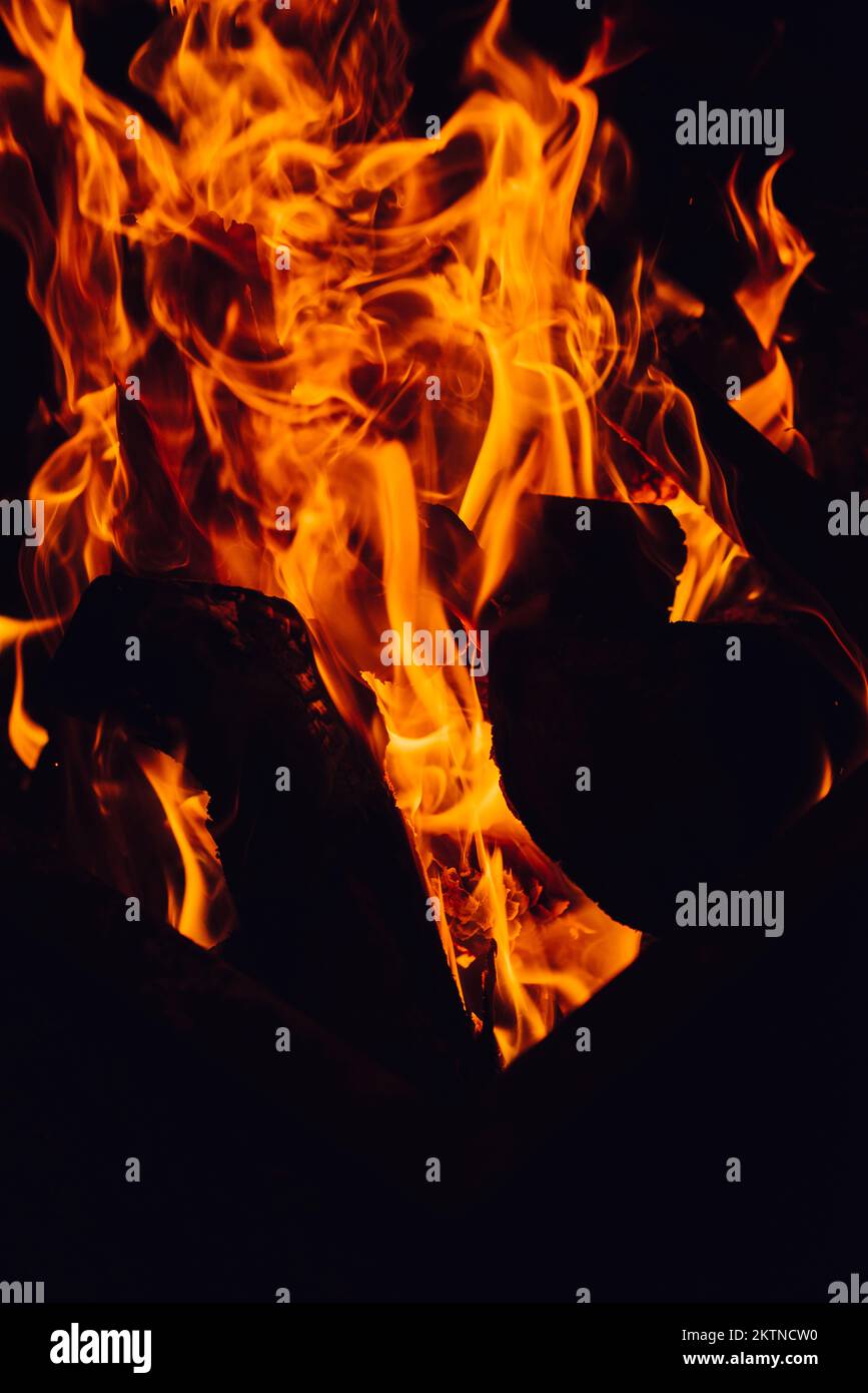 Fire flames on black background. abstract fire flame background. Stock Photo