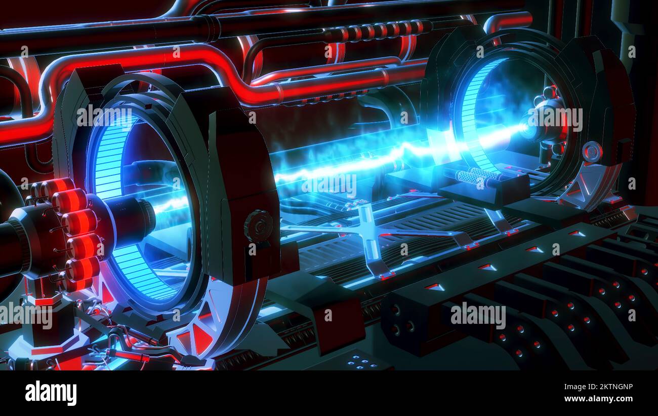 Glowing Laser beam machine. Motion. 3d engine with laser beam. Electric ...