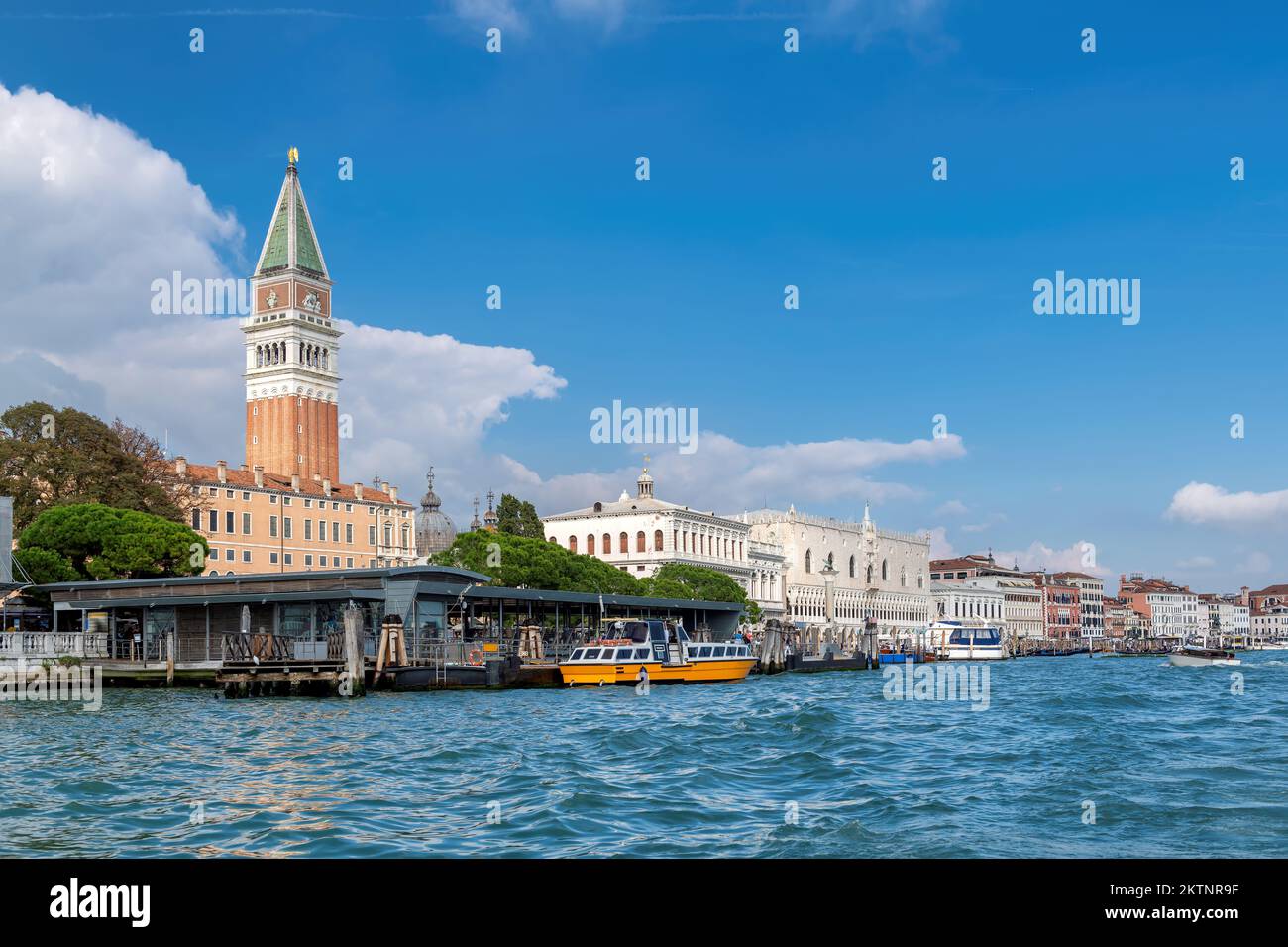 Venice skyline. Grand canal - Piazza San Marco with Campanile and Doge Palace. Stock Photo